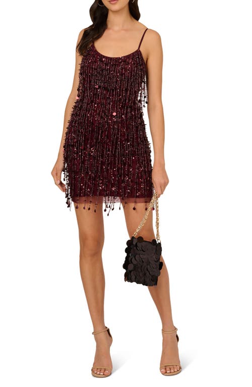 Shop Liv Foster Beaded Cocktail Minidress In Blackened Red