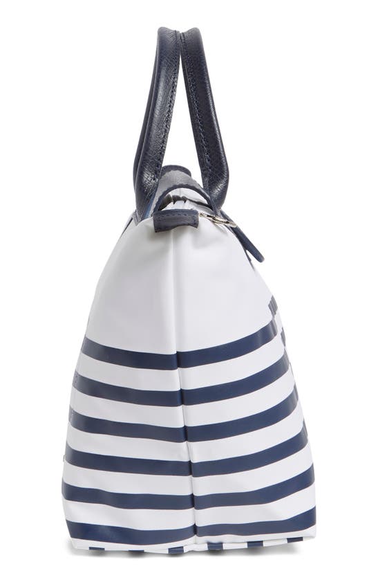 Shop Longchamp Le Pliage Mar Small Handbag In Navy/ White