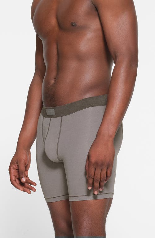 Shop Skims 5-inch Cotton & Modal Blend Boxer Briefs In Washed Gunmetal