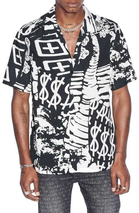 Original Penguin All Over Tiger Print Short Sleeve Button Down Shirt in  Black for Men