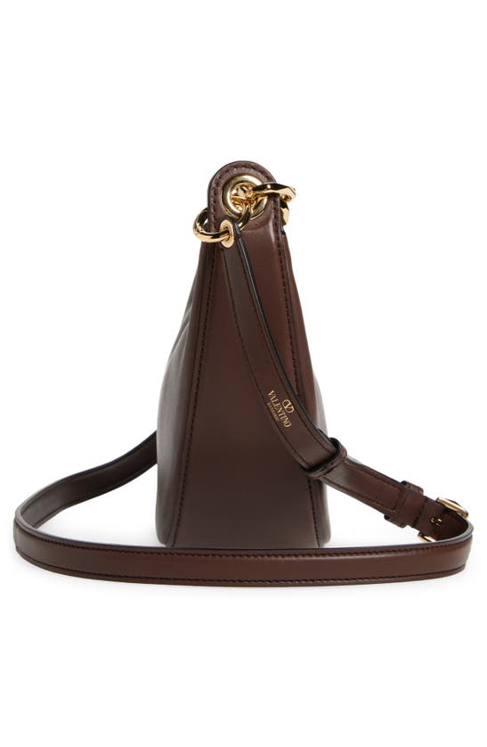 Shop Valentino Mini Vlogo Chain Handle Crescent Hobo Bag In 514 Cacao