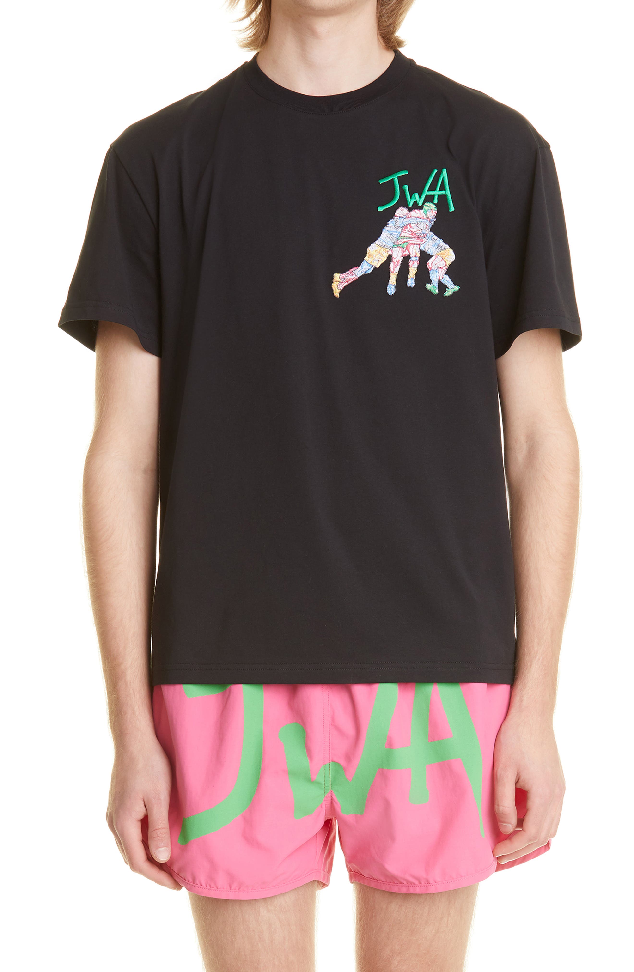 JW Anderson Embroidered Rugby Team Graphic Tee in Black at Nordstrom, Size Medium