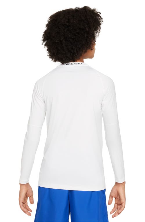 Shop Nike Kids' Pro Dri-fit Long Sleeve Top In White/black