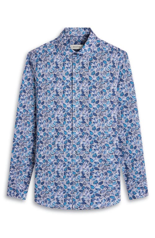 Bugatchi James Ooohcotton® Leaf Print Button-up Shirt In Night Blue
