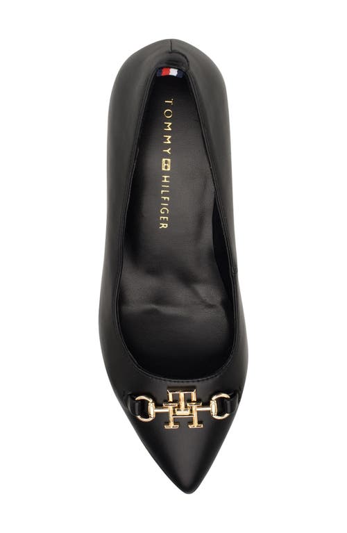 Tommy Hilfiger Nanya Womens Logo Faux Leather Block Heels In Black