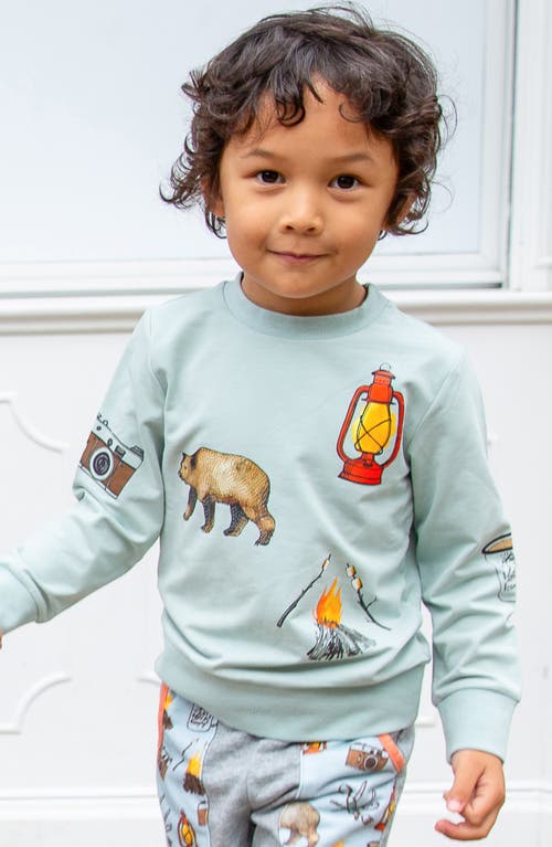 Shop Miki Miette Kids' Corey Camping Print Crewneck Sweatshirt In Big Bear