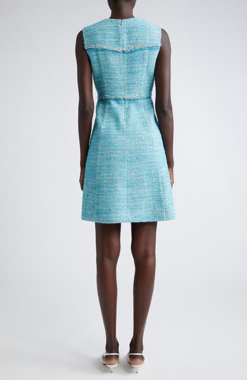 Shop St John St. John Collection Light Textured Eyelash Tweed A-line Dress In Dark Teal/sage Multi