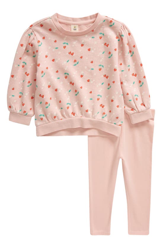 Shop Tucker + Tate Kids' Relaxed Fit Crewneck Sweatshirt & Leggings Set In Pink English Strawberry Flower