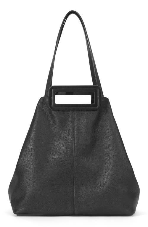 Shop Staud Grande Leather Tote Bag In Black