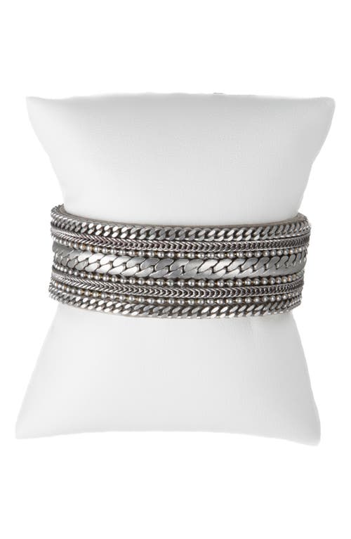 Saachi Leather Chain Bracelet In Silver