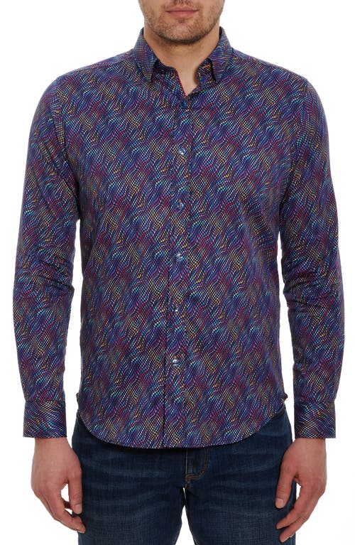 Robert Graham Tilston Abstract Houndstooth Print Button-Up Shirt Blue/multi at Nordstrom,