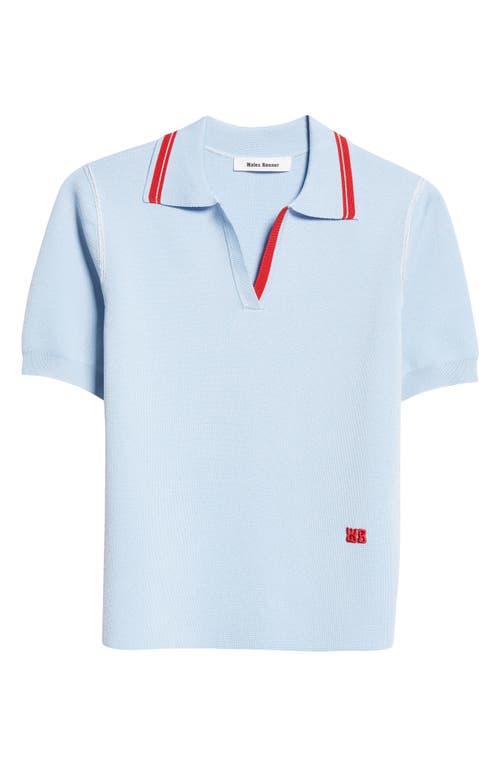 Shop Wales Bonner Verse Johnny Collar Polo In Celeste