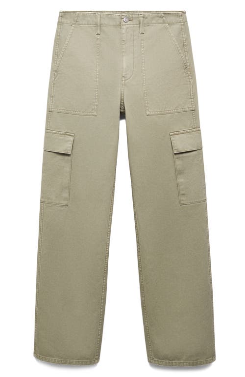 Shop Mango Straight Leg Cargo Jeans In Khaki Green