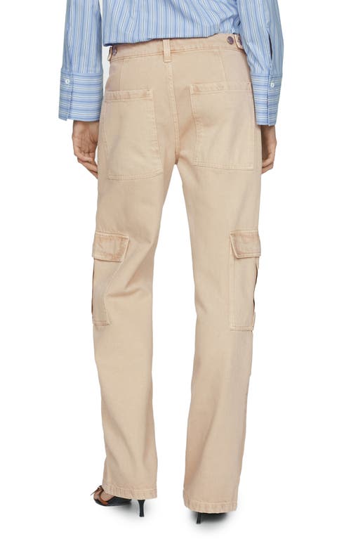 Mango Julieta Low Rise Wide Leg Cargo Jeans In Light Pastel Brown