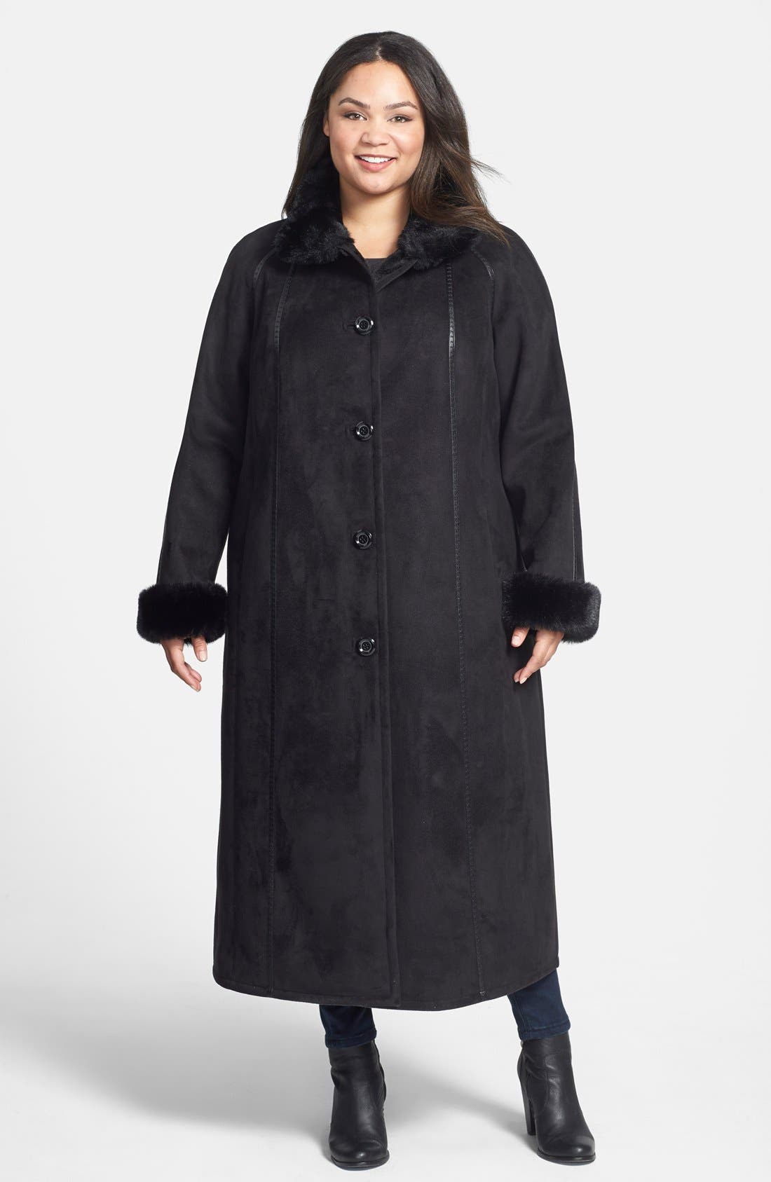 Gallery Long Faux Shearling Coat (Plus Size) Nordstrom
