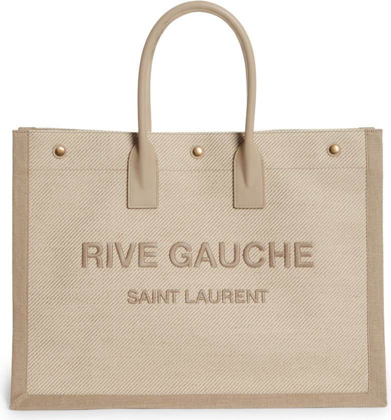Saint Laurent Medium Noe Rive Gauche Logo Canvas Tote | Nordstrom