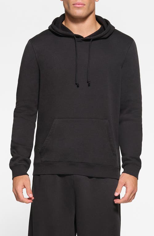 Skims Black Fleece Lounge Hoodie In Washed Onyx