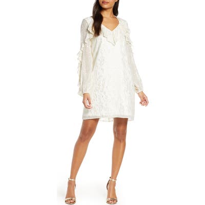Lilly Pulitzer Belle Long Sleeve Fil Coupe Silk Dress, Ivory