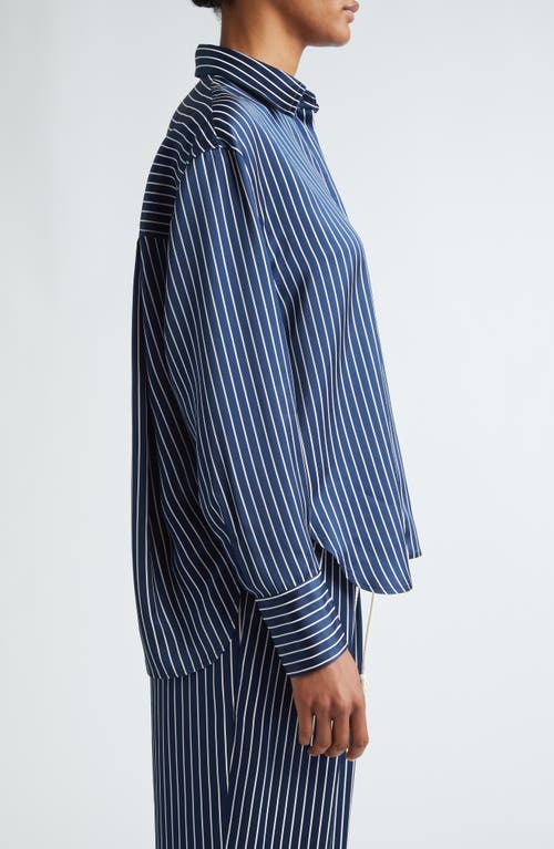 Shop Maria Mcmanus Stripe Button-up Shirt In Midnight Stripe