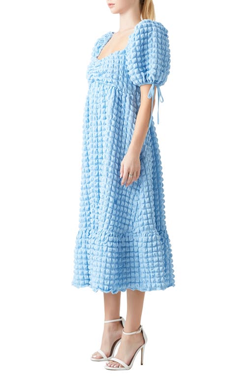 Endless Rose Texture Puff Sleeve Maxi Dress In Powder Blue