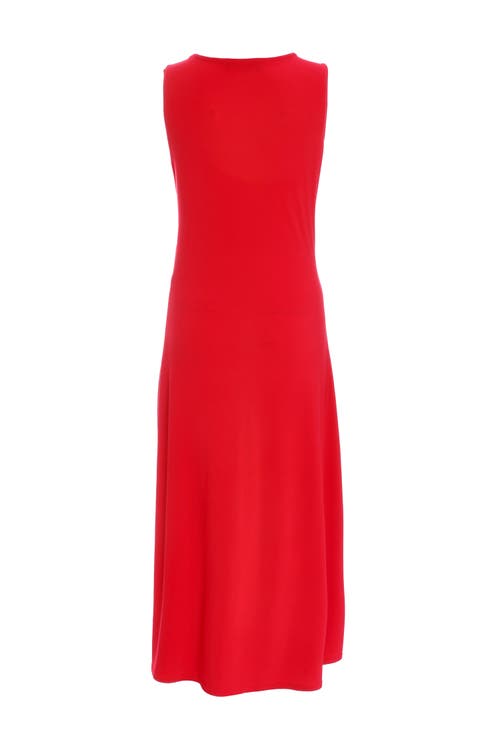 Quiz Ity Ruched Detail Midi Dress In Red