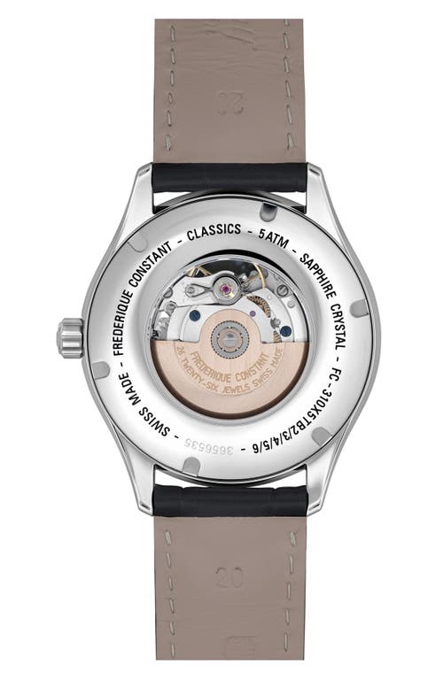 Shop Frederique Constant Classics Heartbeat Automatic Leather Strap Watch, 40mm In Silverone