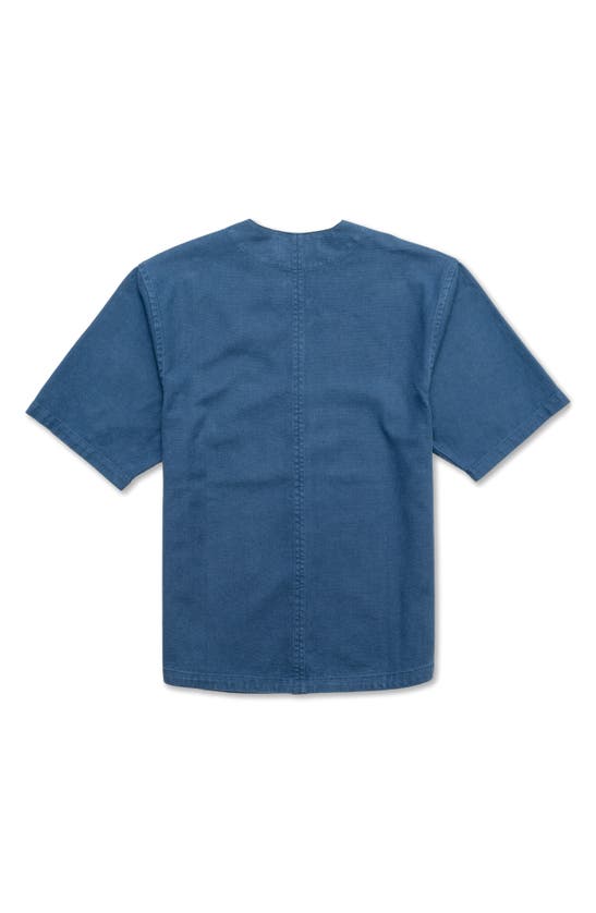 Shop Imperfects The Benny Short Sleeve Button-up Shirt In Vintage Blue