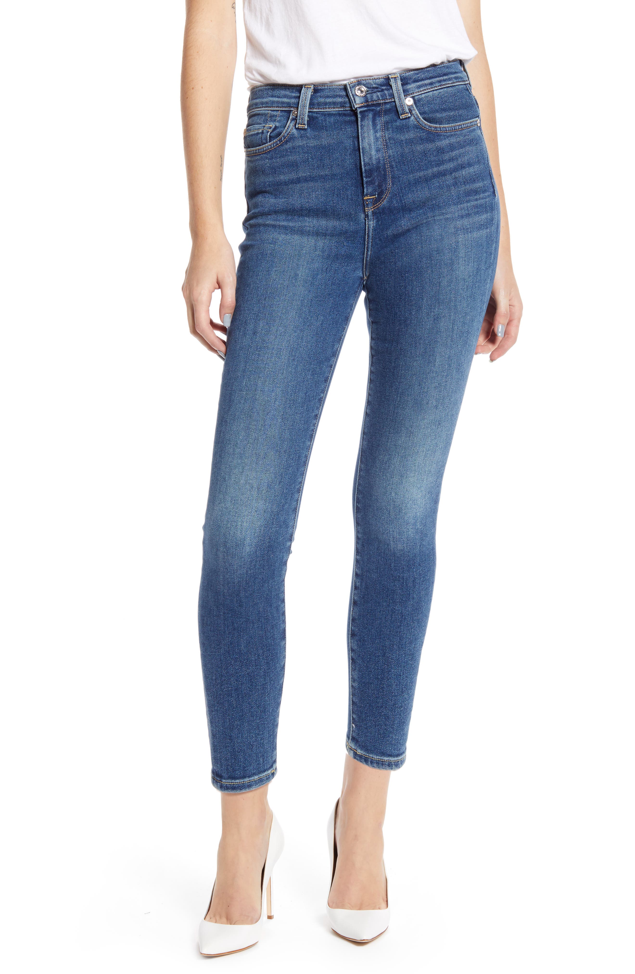 high waist ankle skinny jeans