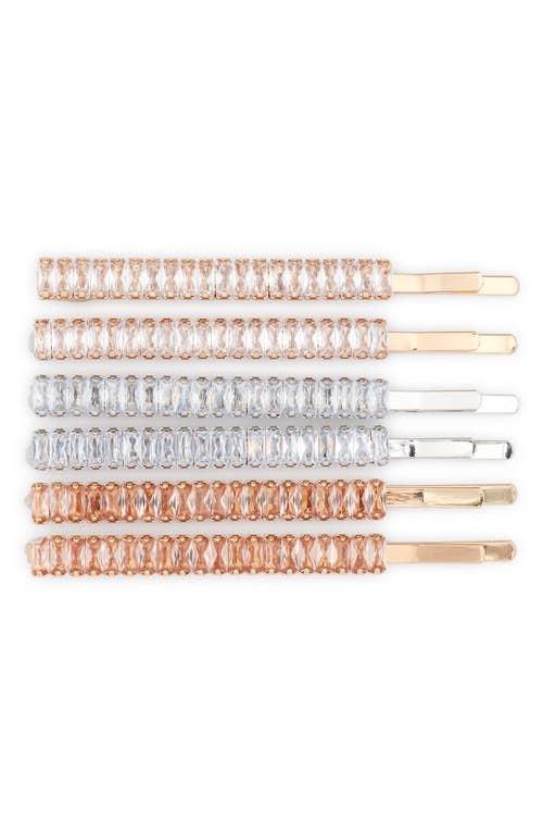 Tasha Assorted 6-Pack Rhinestone Bobby Pins in Silver at Nordstrom