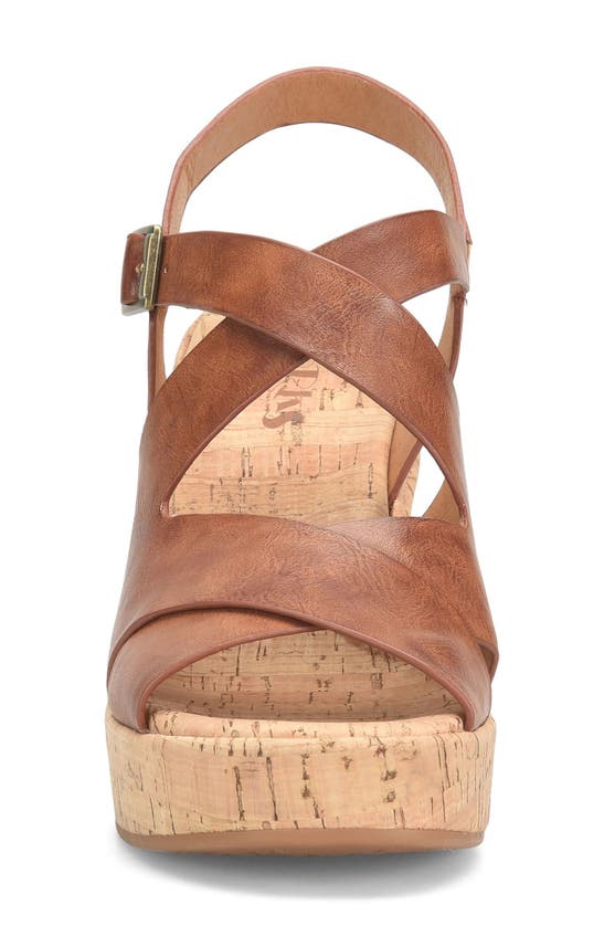 Korks Brigitte Wedge Platform In Dark Tan
