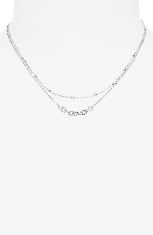 Shop Bp. Beaded Layered Chain Necklace In Sterling Silver Dipped