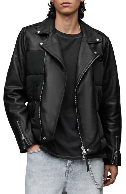 AllSaints Jones Channel Quilted Leather Biker Jacket in Black