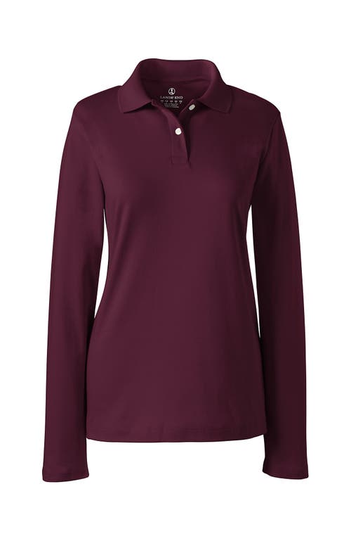 Lands' End School Uniform  Long Sleeve Feminine Fit Interlock Polo Shirt In Burgundy