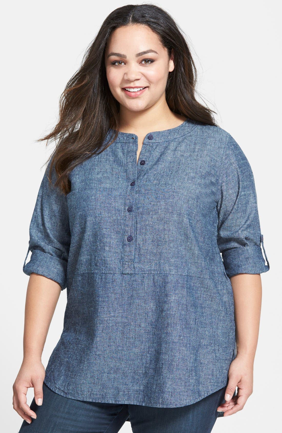 Eileen Fisher Chambray Tunic Shirt (Plus Size) Nordstrom