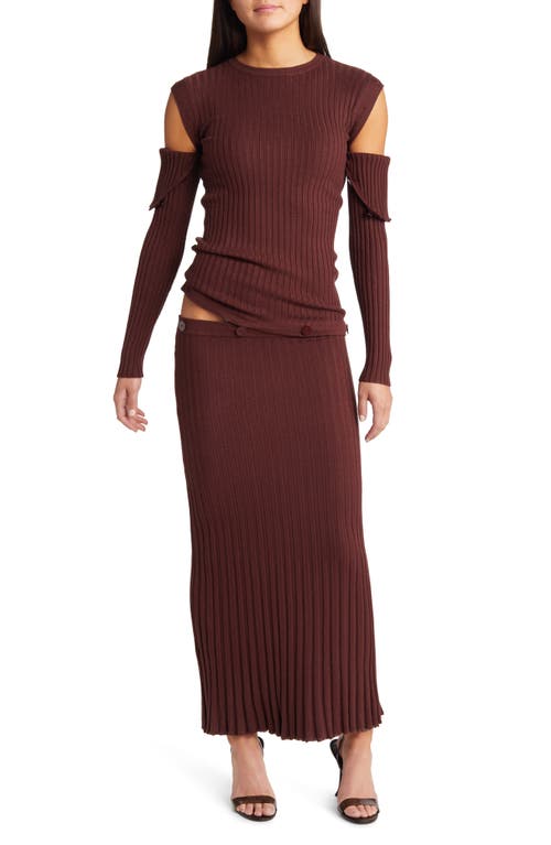 Amy Lynn Sweater Dress with Removable Long Sleeves & Skirt in Chocolate