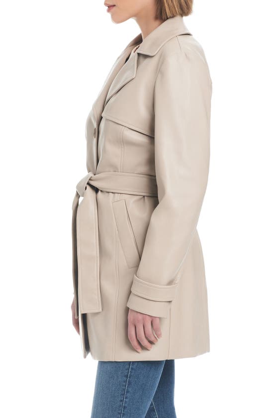 Shop Sanctuary Faux Leather Trench Coat In Sawdust
