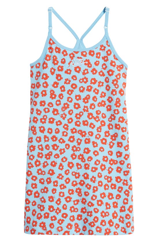 Nike Kids' Floral Sundress In Aquarius Blue/ White