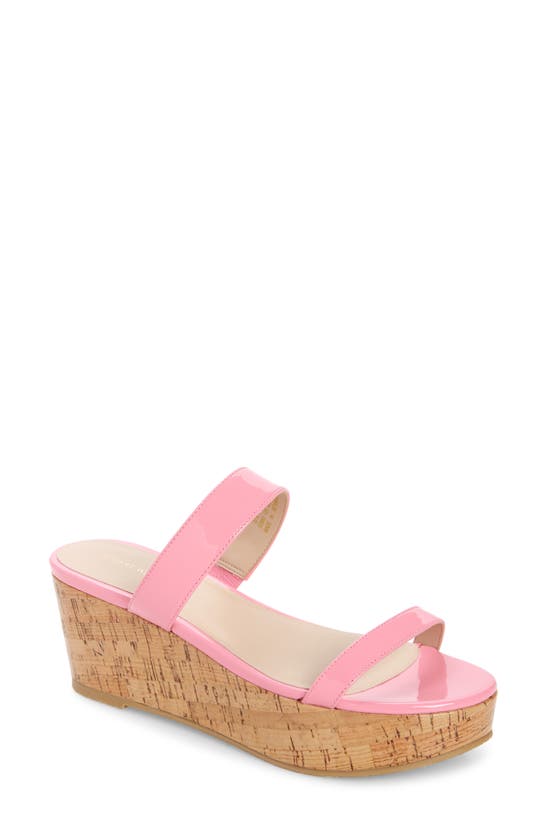 Stuart Weitzman Boardwalk Flat Wedge Slide Sandal In India Pink