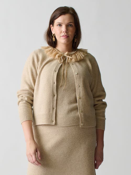 Lingua Franca Ruffle-trim Brushed Wool Cardigan In Linen