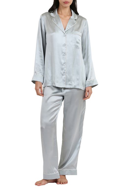 Papinelle Sylvie Piped Silk Pajamas Sage at Nordstrom,
