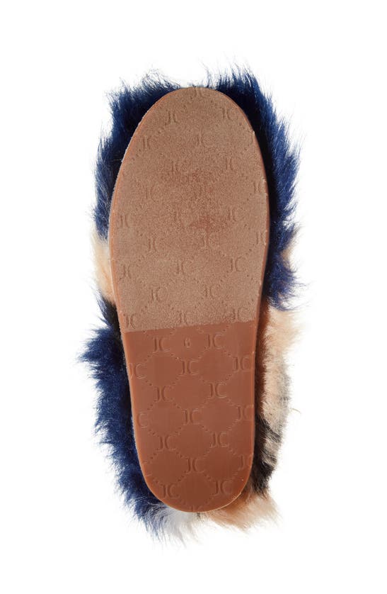 Shop Jeffrey Campbell Rlxathome Faux Fur Slipper In Beige Blue Combo