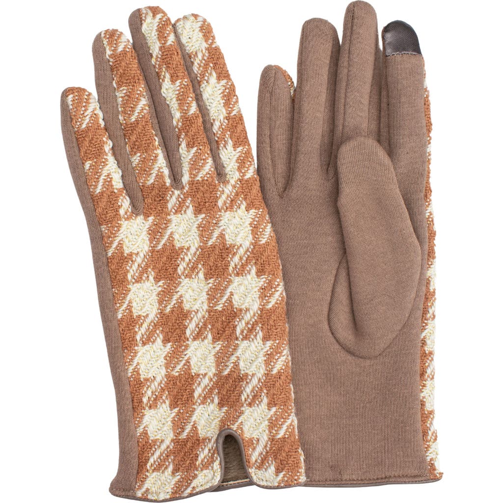 Marcus Adler Houndstooth Jersey Touchscreen Gloves In Marigold