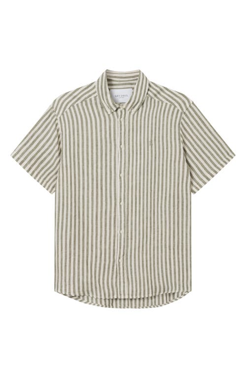 Les Deux Kris Short Sleeve Linen Button-down Shirt In Gold
