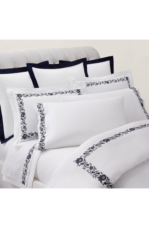 Polo Ralph Lauren Eloise Organic Cotton 624 Thread Count Embroidered Euro Sham In White/polo Navy