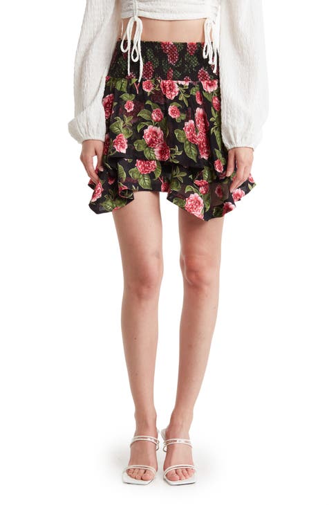 Zarya Floral Asymmetrical Miniskirt