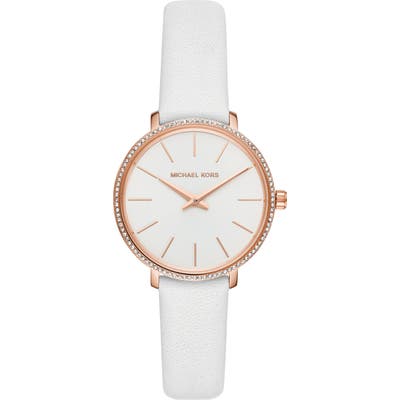 Michael Michael Kors Mini Pyper Leather Strap Watch, 32Mm