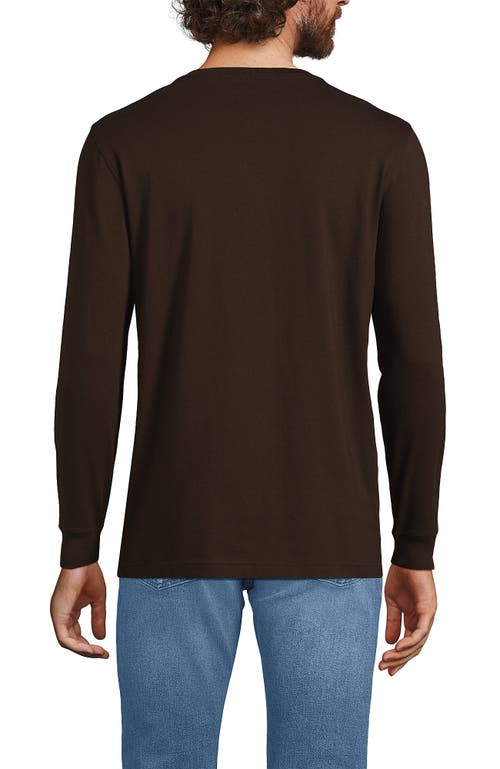 Shop Lands' End Super-t Long Sleeve Henley Shirt In Rich Coffee