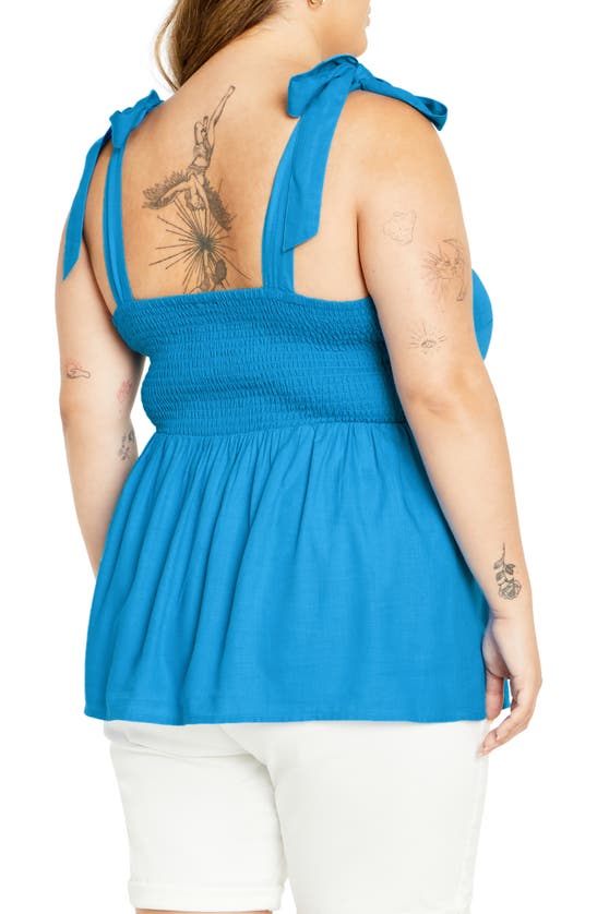 City Chic Paradiso Tie Strap Tank In Ice Blue