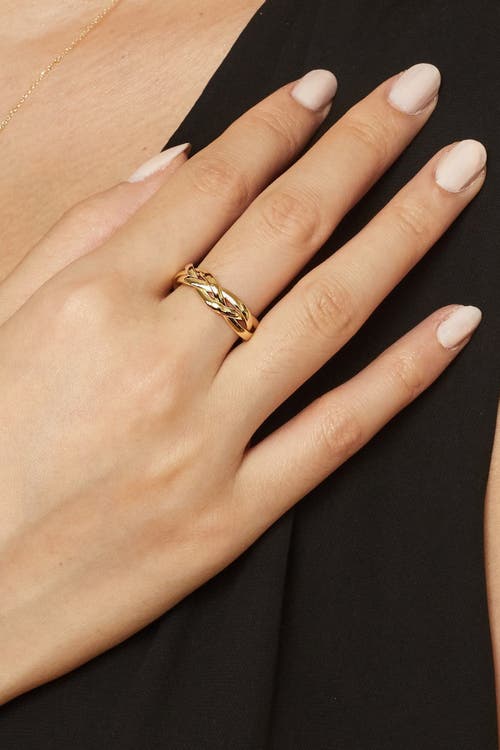 Oradina Women's 14k Yellow Solid Gold Amore Braided Ring In Yellow Gold