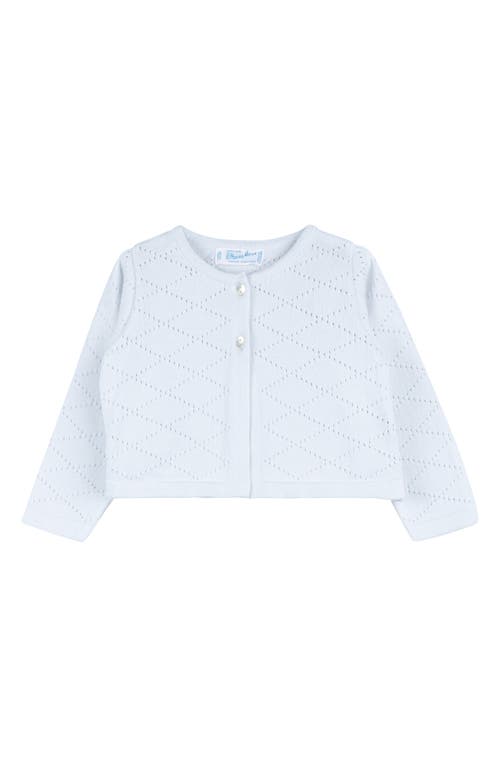 Feltman Brothers Pointelle Crop Cotton Cardigan In Blue